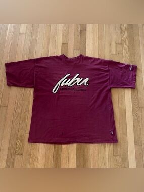 Vintage FUBU T Shirt Embroidered Script 90s Red Maroon 3XL Baggy Hip Hop Y2K